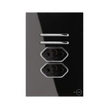 Conjunto Interruptor Duplo Simples + 2 Tomada 20a 4x2 - Novara Glass Preto Cromado